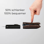 Charger l'image dans la galerie, 43693613252874;Entwickelt gegen klobige Geldbeutel;Vor über vier Jahren haben wir in Heidelberg unseren Cardholder entwickelt, um klobige Geldbeutel zu ersetzen und mehr Platz, Komfort und Ordnung in der Hosentasche zu schaffen.
